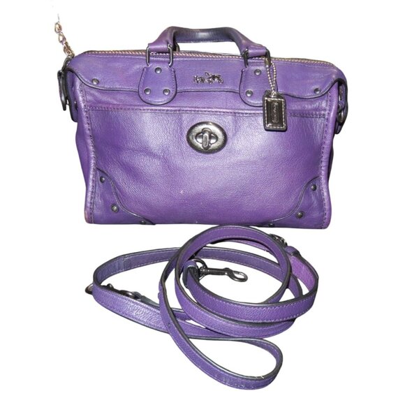 SOLD!!! Coach 2014 Rhyder 24 Vibrant Purple Leather Crossbody Satchel - Picture 1 of 13